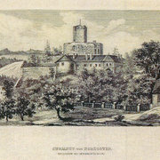 Svojanov od severovýchodu, Bernau, dřevoryt, 1881