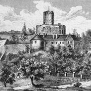 Svojanov od severovýchodu, Bernau, dřevoryt, 1881